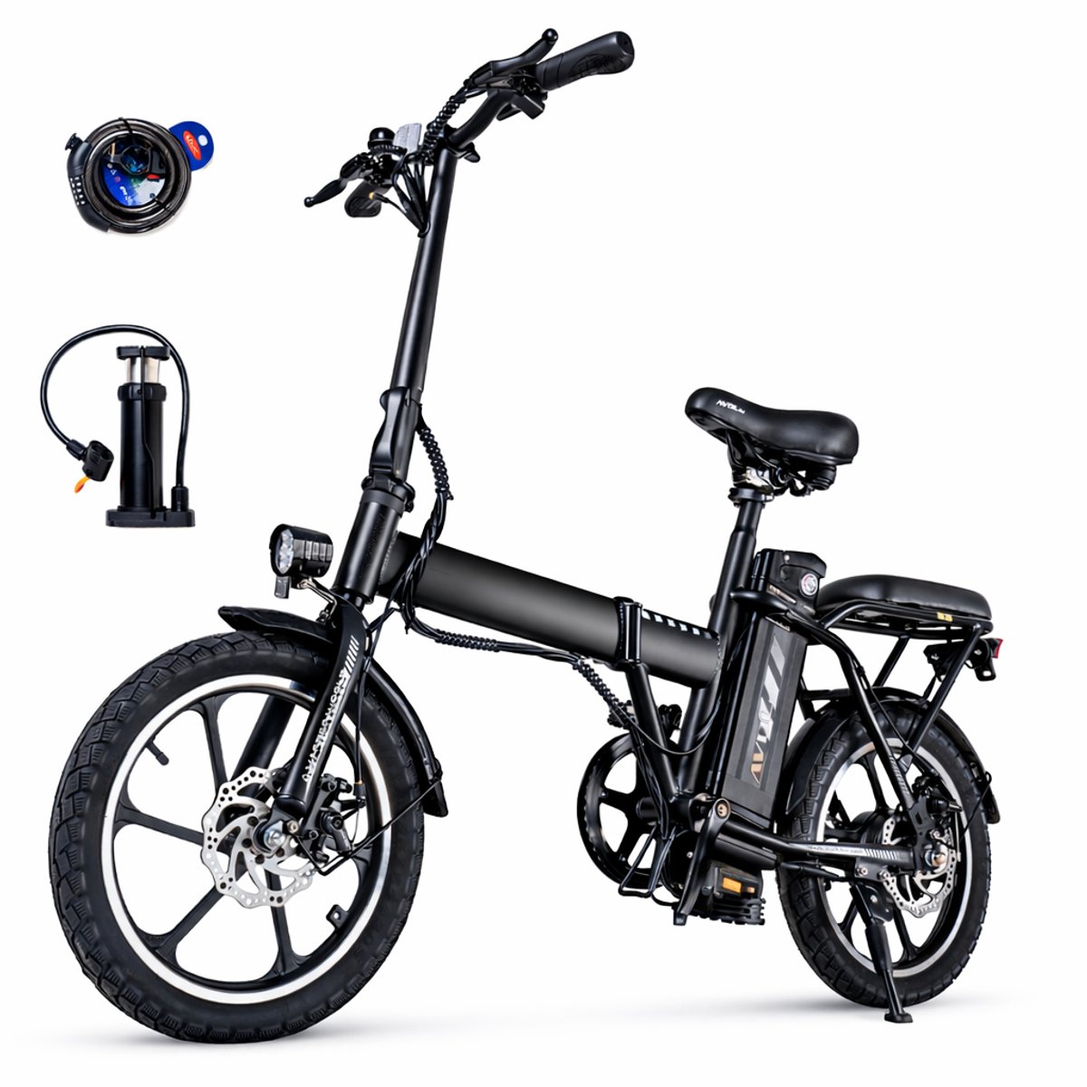 Elektrische Vouwfiets 16 Inch - Opvouwbare E-bike Volwassenen - 250W Borstelloze Motor - 36V 11.4Ah Lithiumbatterij - 35-50km Actieradius - Max 25 km/u - 3 Rijmodi - Dubbele Schijfremmen - Stadsfiets - Woon-Werkverkeer - Dames Heren (6153213495492)