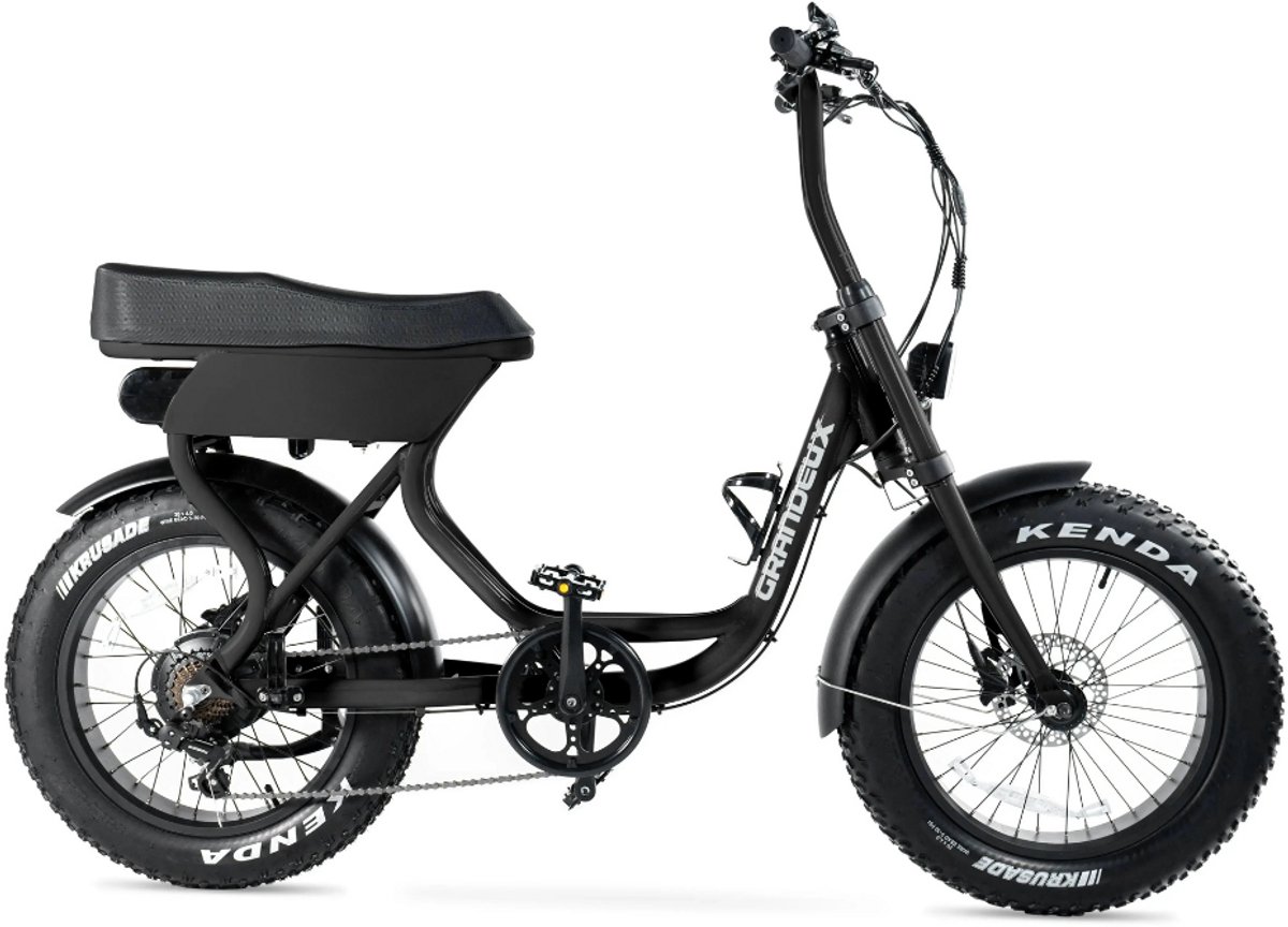 Grandeux Xcite Elektrische Fatbike - Lage Instap - Inclusief Bekerhouder - 20 Inch - 250W Motor - 7 Versnellingen - 50 km Actieradius - Hydraulische Schijfremmen - Zwart (6152305230294)