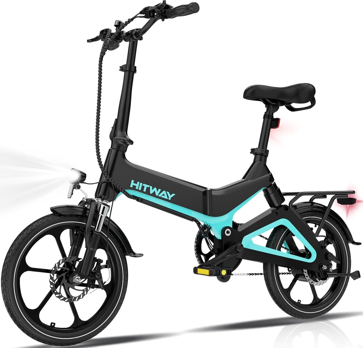 Hitway Elektrische Fiets BK2 - Trendy 16 Inch City Commuter EBike met Afneembare 36V 7.8Ah Lithium Batterij - Opvouwbaar Mountain E-Bike met 250W Motor - IP54 Waterdicht (8721082807210)