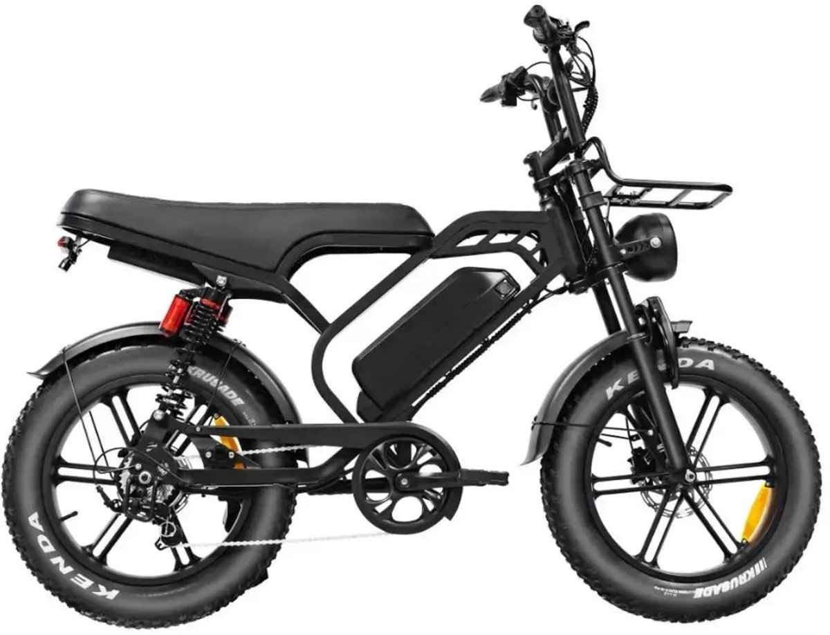 QMWHEEL V20 Limited Elektrische Fatbike - Dubbele Achtervering - 20 Inch - 250W Motor - 7 Versnellingen - 80 km Actieradius - Hydraulische Schijfremmen - Zwart (6152307749756)