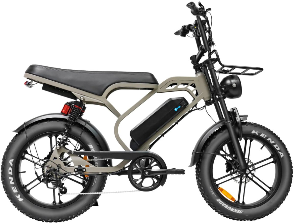 QMWHEEL V20 Limited Elektrische Fatbike - Dubbele Achtervering - 20 Inch - 250W Motor - 7 Versnellingen - 80 km Actieradius - Hydraulische Schijfremmen - Bruin (6152307597555)