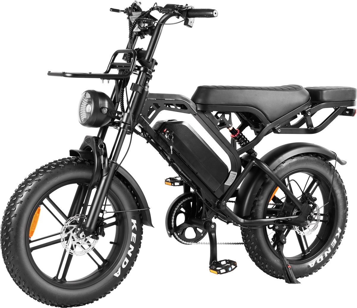 QMWHEEL V20 Pro Elektrische Fatbike - Ingebouwd Alarmsystseem - Inclusief Achterzitje - Inclusief Voetsteuntjes - Inclusief Voorrekje - 20 Inch - 250W Motor - 7 Versnellingen - 60 km Actieradius - Hydraulische Schijfremmen - Donkergrijs (8721206520803)