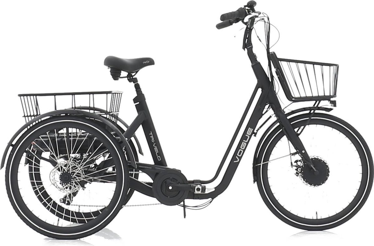Qivelo Tri-Velo E-threewheeler - 7 speed - voor ouderen of mindervaliden - matzwart (8717853997075)