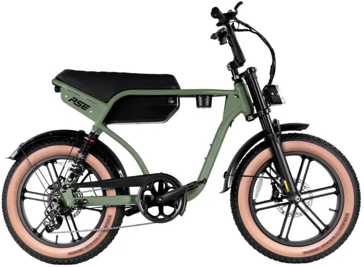 RSE Elektrische Fatbike - Ingebouwd Alarmsysteem - Inclusief Voetsteuntjes - Inclusief Bekerhouder - NFC-chip -20 Inch - 250W Motor - 7 Versnellingen - 60 km Actieradius - Hydraulische Schijfremmen - Groen (6152307258203)