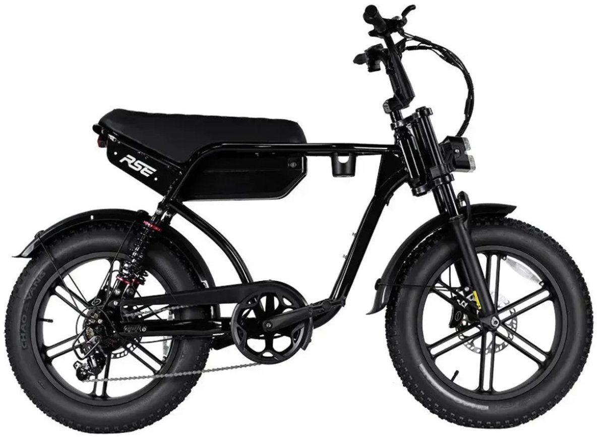 RSE Elektrische Fatbike - Ingebouwd Alarmsysteem - Inclusief Voetsteuntjes - Inclusief Bekerhouder - NFC-chip -20 Inch - 250W Motor - 7 Versnellingen - 60 km Actieradius - Hydraulische Schijfremmen - Zwart (6152307220231)