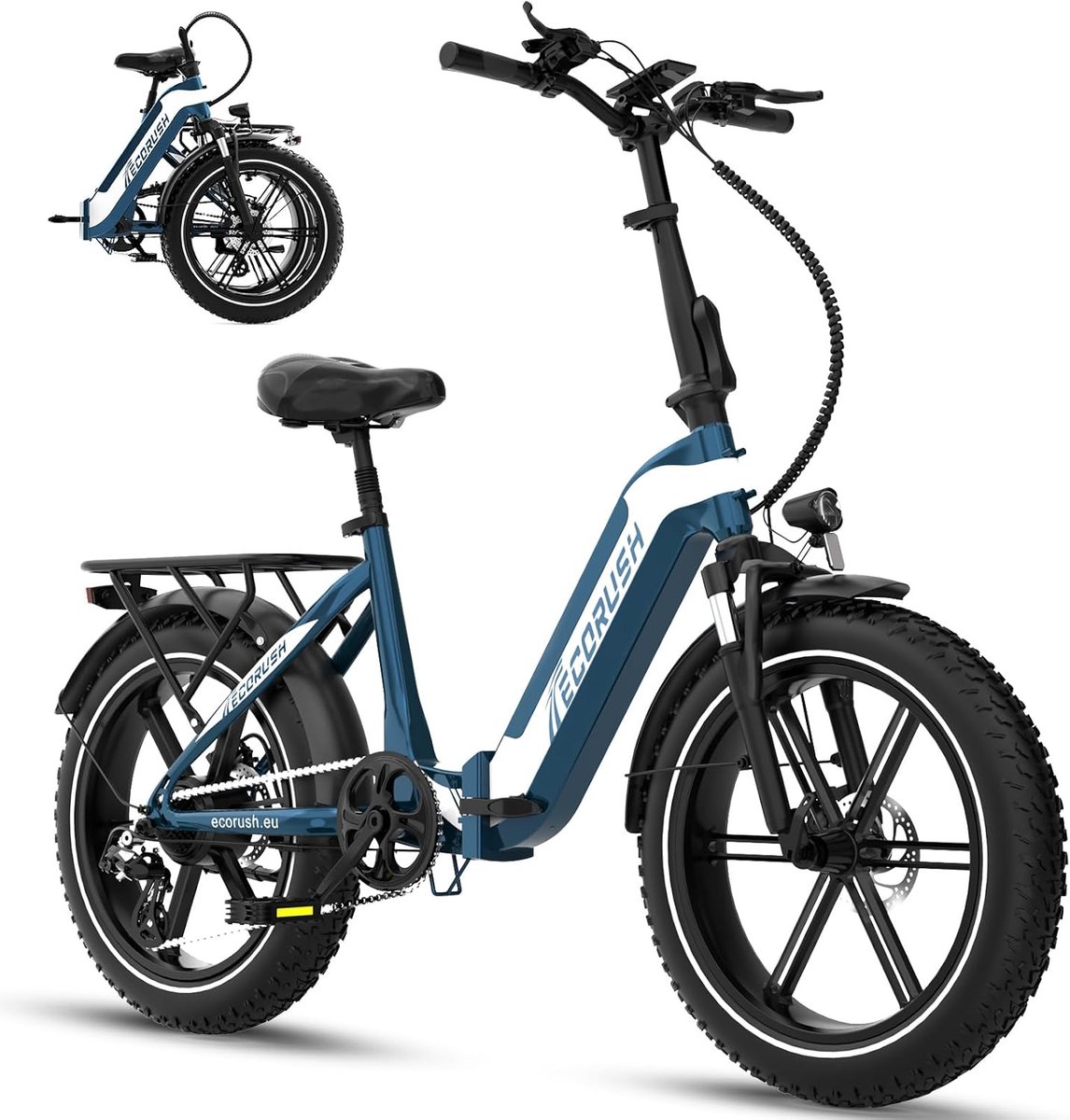 ECORUSH Elektrische Fiets ECO R2 - 20*4.0 Inch Fat Tire City Commuter EBike met Afneembare 48V 10.4Ah Lithium Batterij - Mountain E-Bike met 250W Motor (8721082807715)