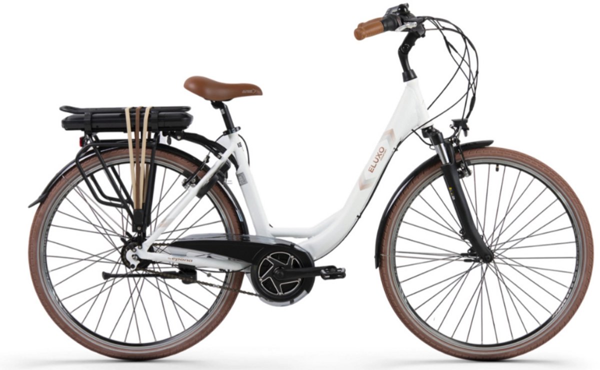 ELUXO E-Voltage City N8 Elektrische Fiets - E-bike - Rijklaar Geleverd - Lage Instap - Framemaat 49 - Uitneembare Accu - 28 Inch - 250W Bewo Middenmotor - 120 km Actieradius - White Matt (6152305982926)