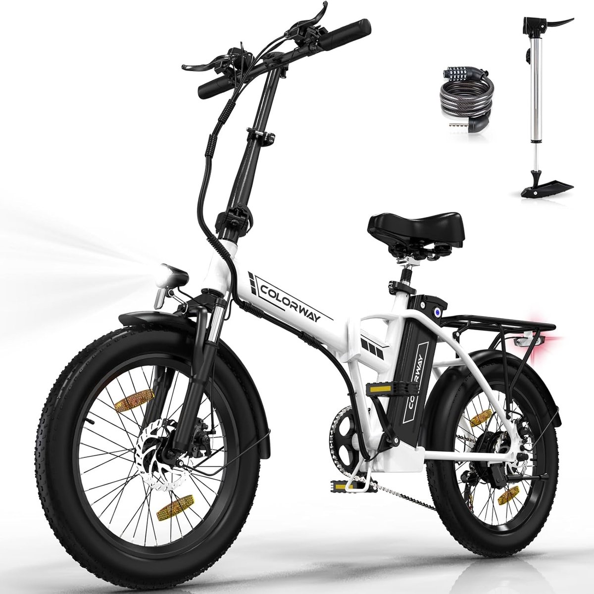 Elektrische Fiets Colorway BK11MS - 20*3.0 Inch Fat Tire City Commuter EBike met Afneembare 36V 12Ah Lithium Batterij - Opvouwbaar Mountain E-Bike met 250W Motor (8721161749035)