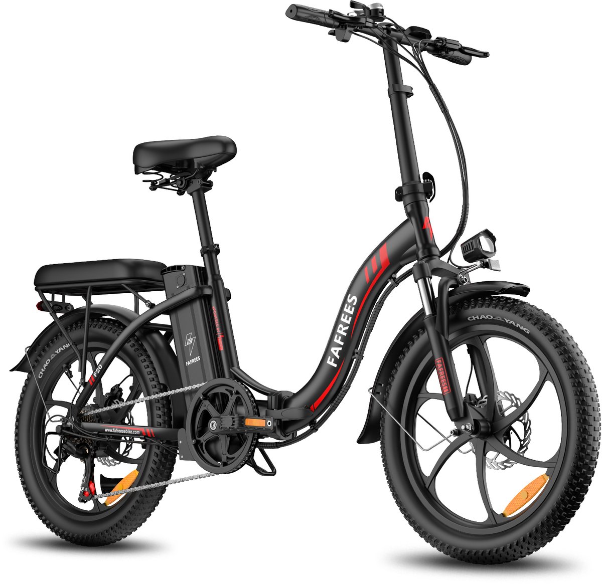 Fafrees F20 Elektrische Vouwfiets | E-Bike| 20 x 3.0 Inch Dikke Banden | 36V 18Ah Lithium Accu | 250 W Motor | Maximaal 25/u | Maximaal bereik 130km | Shimano 7 versnellingen | 20 Inch opvouwbare City Commuter E-Bike | Zwart (0614625253606)