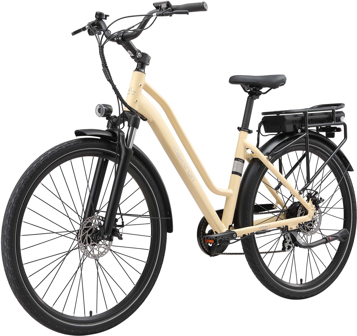 Maxtron Urban7 Elektrische Fiets - 700C×50C Banden - 36V 12.8Ah Accu - Actieradius tot 70 km - Mechanische Schijfremmen - Stadsfiets - Max. Belastbaar 120 kg -Beige (0717544481058)