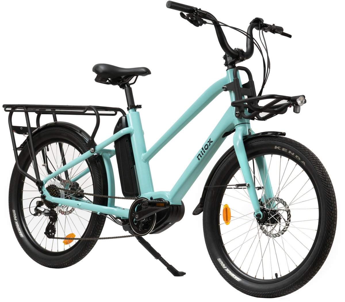 Nilox C2, Ebike Cargo Mid, Bici Elettrica Fino a 15 kg Anteriori e 50 kg Posteriori, Autonomia fino a 60 km, Motore BAFANG M400 250W, Batteria 13 Ah 468 Wh, Freni idraulici e cambio SHIMANO 7 velocità (8054320848912)