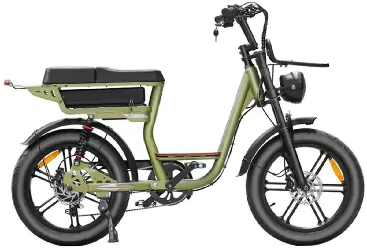 QMWHEEL V20 Comfort Elektrische Fatbike - Lage Instap - 20 Inch - 250W Motor - 7 Versnellingen - 60 km Actieradius - Hydraulische Schijfremmen - Groen (6152308216226)