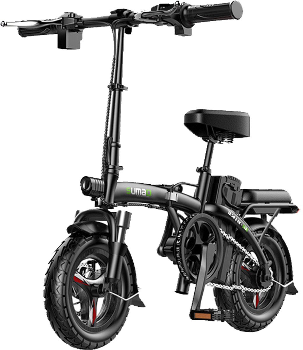 Sumao Elektrische Fiets 14 Inch - De PAS-stand heeft 3 snelheidsniveaus - 154 Motor 400W - Battery 48V15AH - Compact & Geschikt voor Stad en Vrije Tijd - Elektrische Vouwfiets - Zwart (6978283814802)