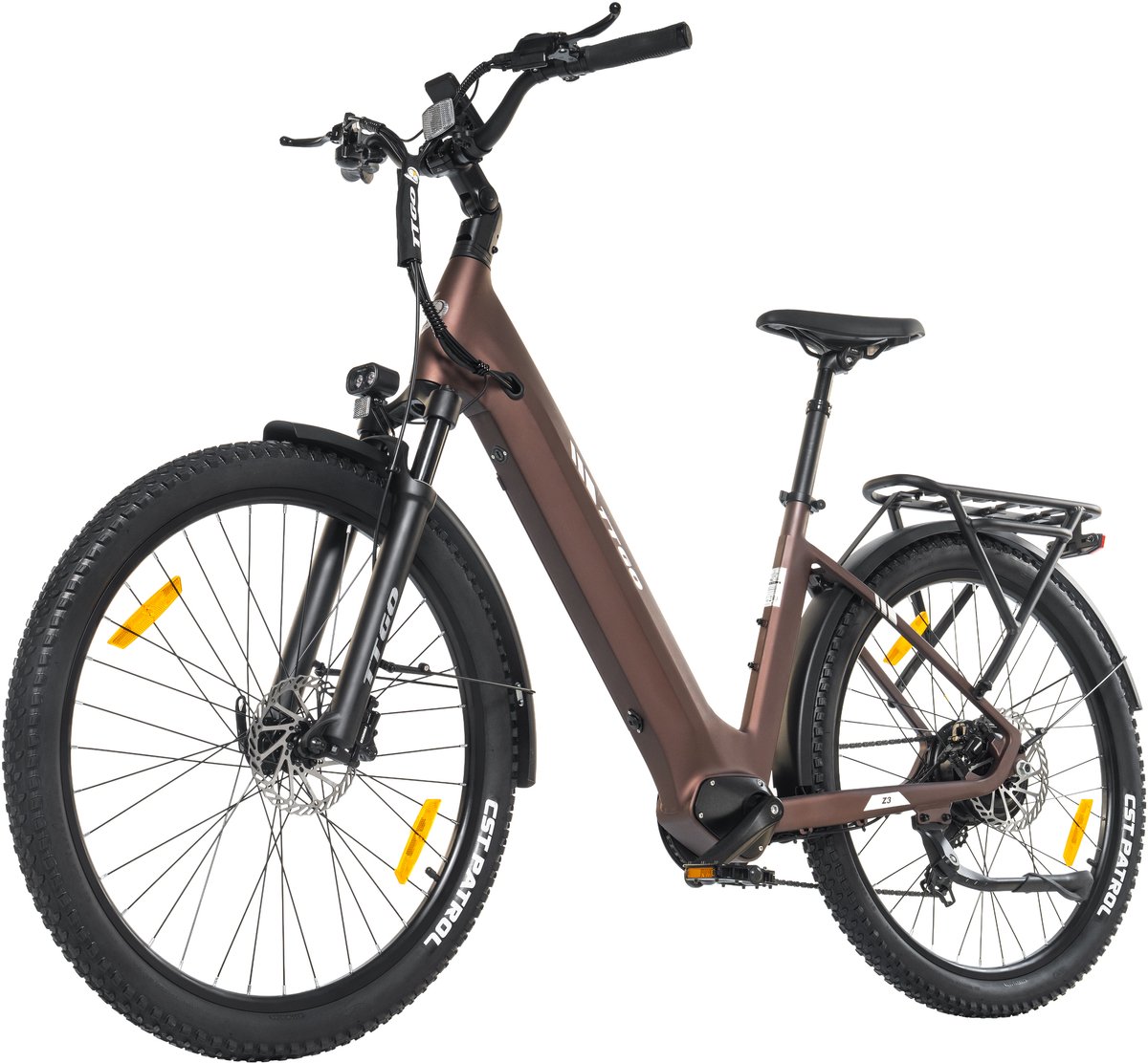 TTGO Z3 Elektrische Fiets - 250W Motor - 48V15Ah Accu - 27.5 Inch Banden - Max Snelheid 25km/u - Max Bereik 110-120km - Shimano 7 Versnellingen - Bruin (9331522126499)