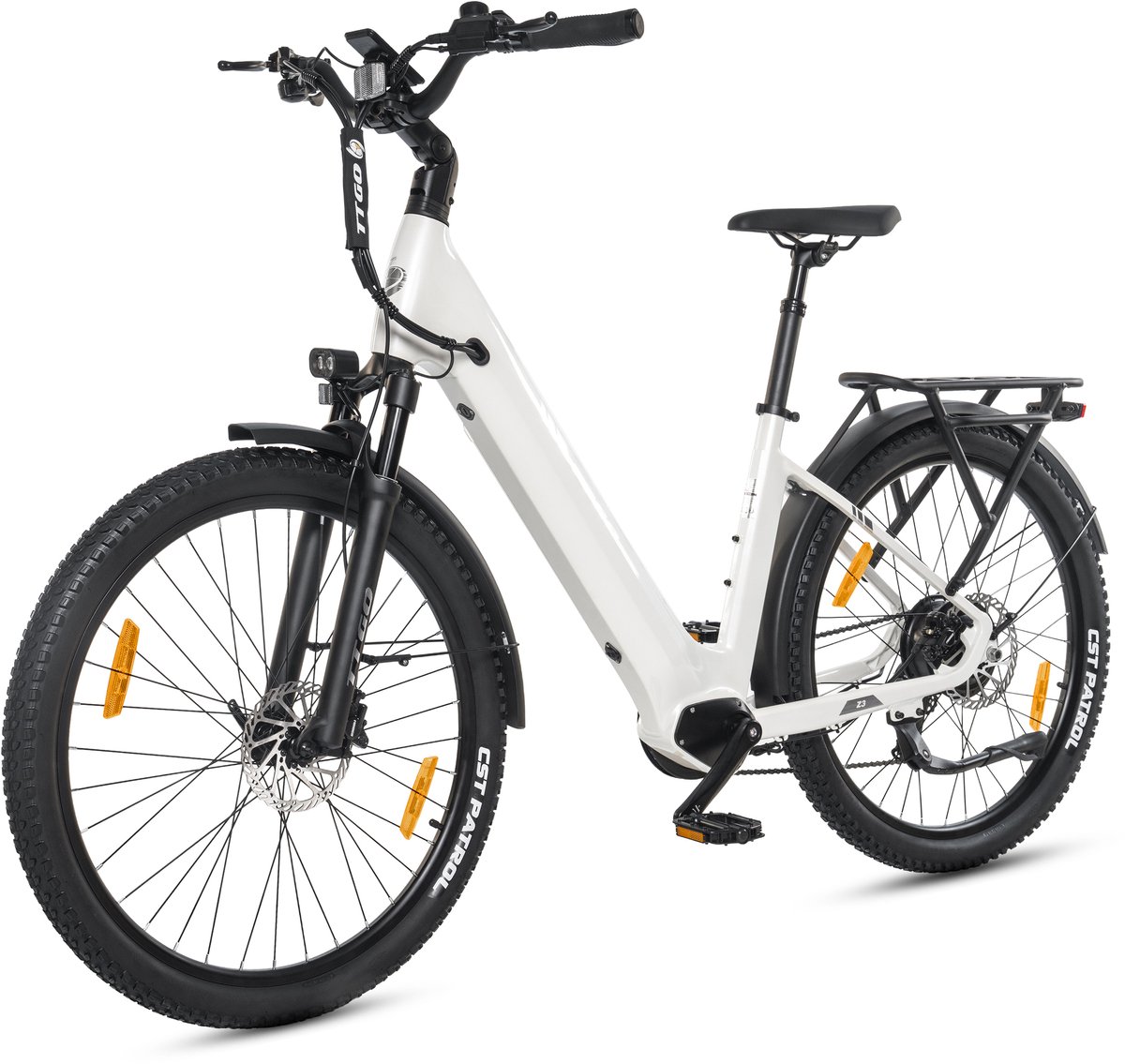 TTGO Z3 Elektrische Fiets - 27.5 Inch Stadsfiets - 720Wh Accu - Achterwielmotor - Actieradius tot 120 km - Shimano 7 Versnellingen - Hydraulische Schijfremmen - Wit (0717544479758)