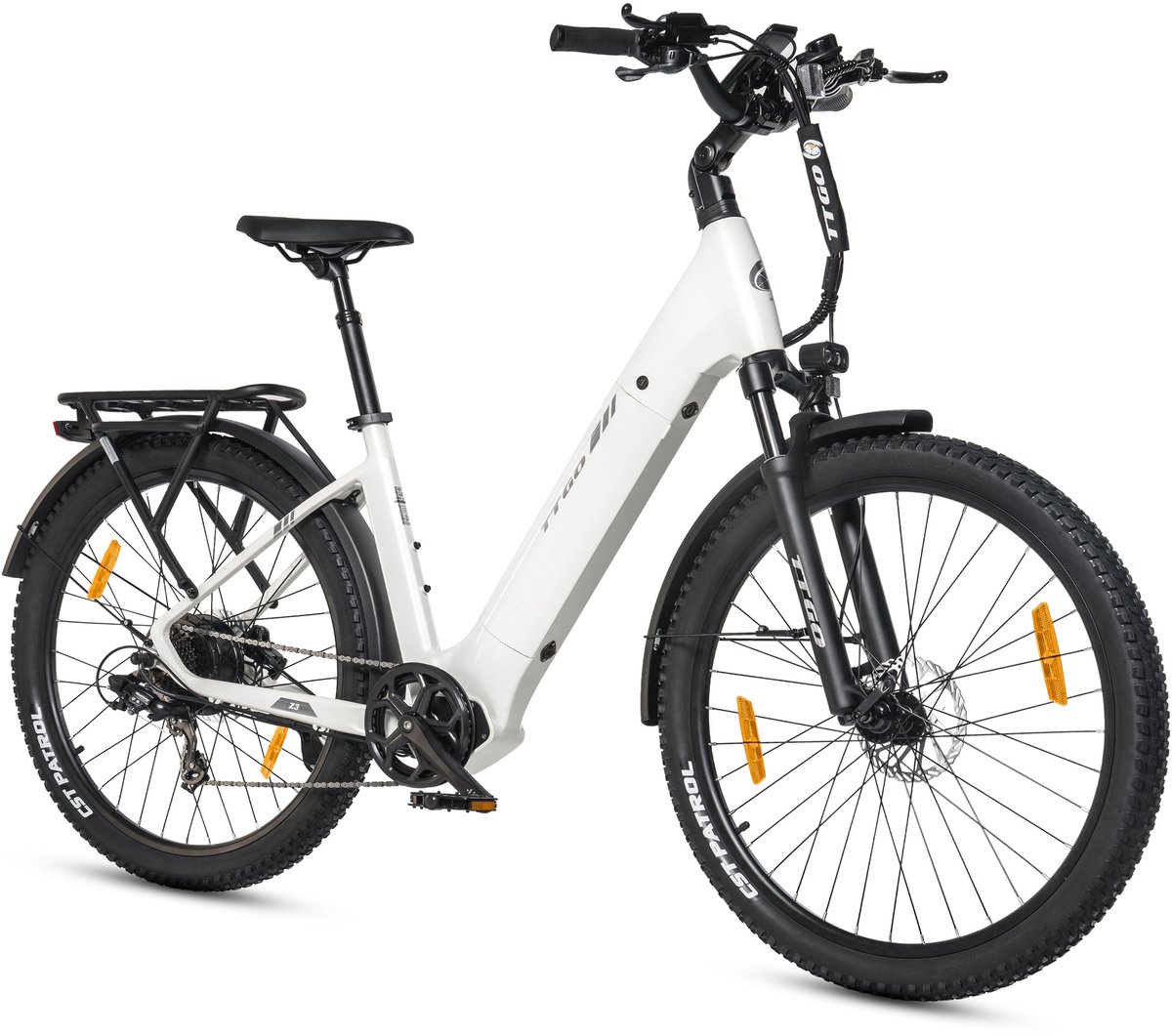 TTGO Z3 Elektrische Fiets - 48V 15Ah Accu (720Wh) - Achterwielmotor - Actieradius tot 120 km - 27.5×2.4 Inch Banden - LCD Display - Shimano 7 Versnellingen - Hydraulische Schijfremmen - Stadsfiets - Max. Belastbaar 125 kg - Wit (0717544479741)