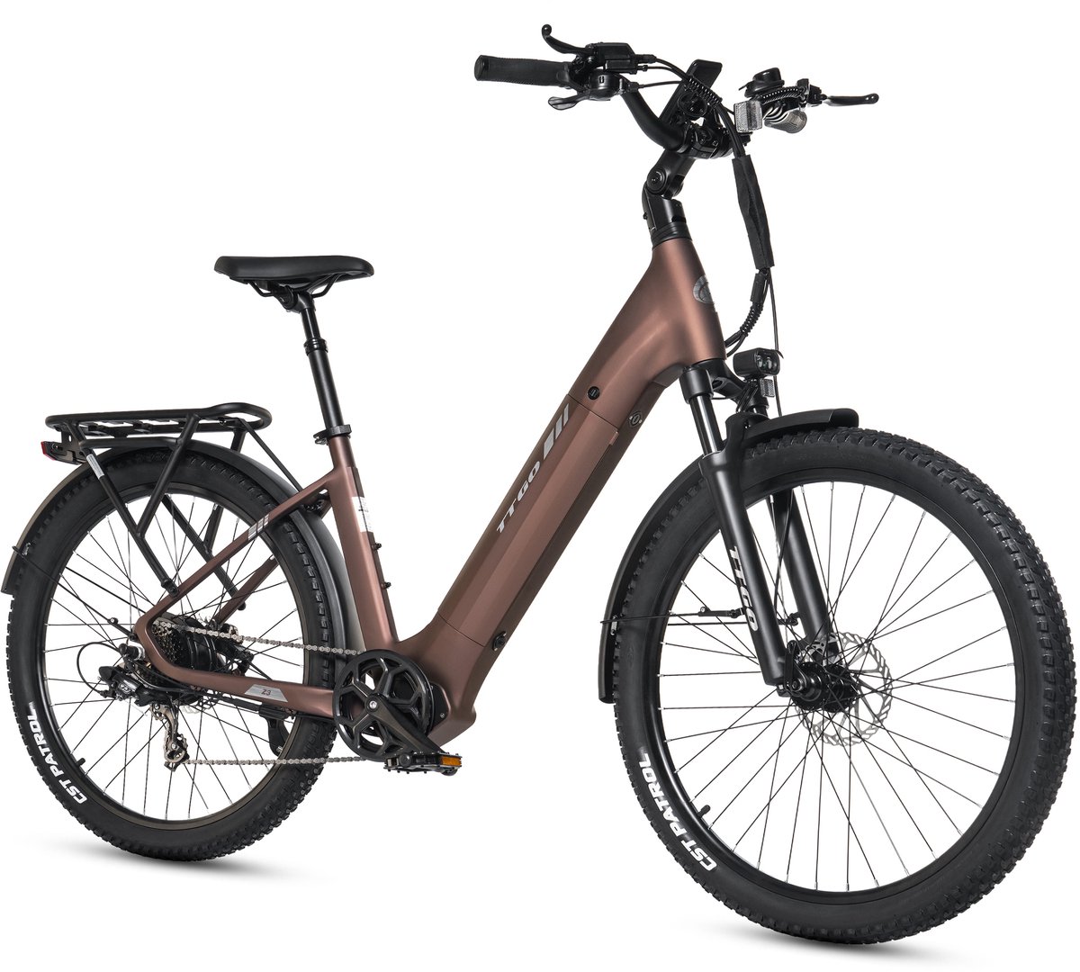 TTGO Z3 Elektrische Fiets - 48V 15Ah Accu (720Wh) - Achterwielmotor - Actieradius tot 120 km - 27.5×2.4 Inch Banden - LCD Display - Shimano 7 Versnellingen - Hydraulische Schijfremmen - Stadsfiets - Max. Belastbaar 125 kg - Bruin (0717544480365)