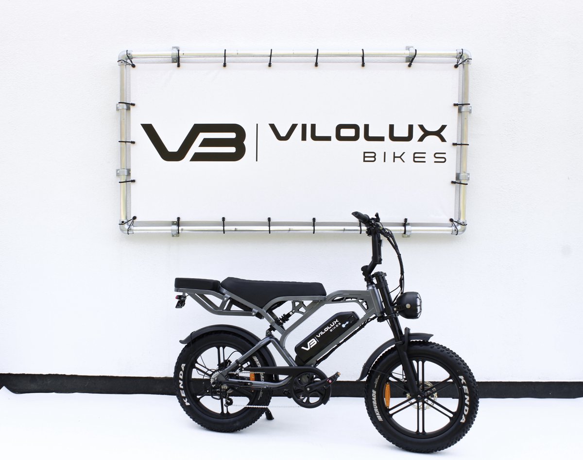 Vilolux Fatbike electrisch - Fatbike V20 PRO - DARK GREY - Achterzit - Legaal - Rijklaar geleverd - Niet opvoerbare fatbikes - 2 Jaar garantie - Telefoontasje - Hydraulische Remmen - Alarm - Voetsteunen - Legaal (8721161313298)