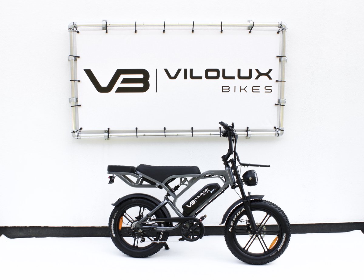 Vilolux Fatbike electrisch - Fatbike V20 PRO - DARK GREY - Achterzit - voorrek - Legaal - Rijklaar geleverd - Niet opvoerbare fatbikes - 2 Jaar garantie - Telefoontasje - Hydraulische Remmen - Alarm - Voetsteunen - Legaal (8721161313489)