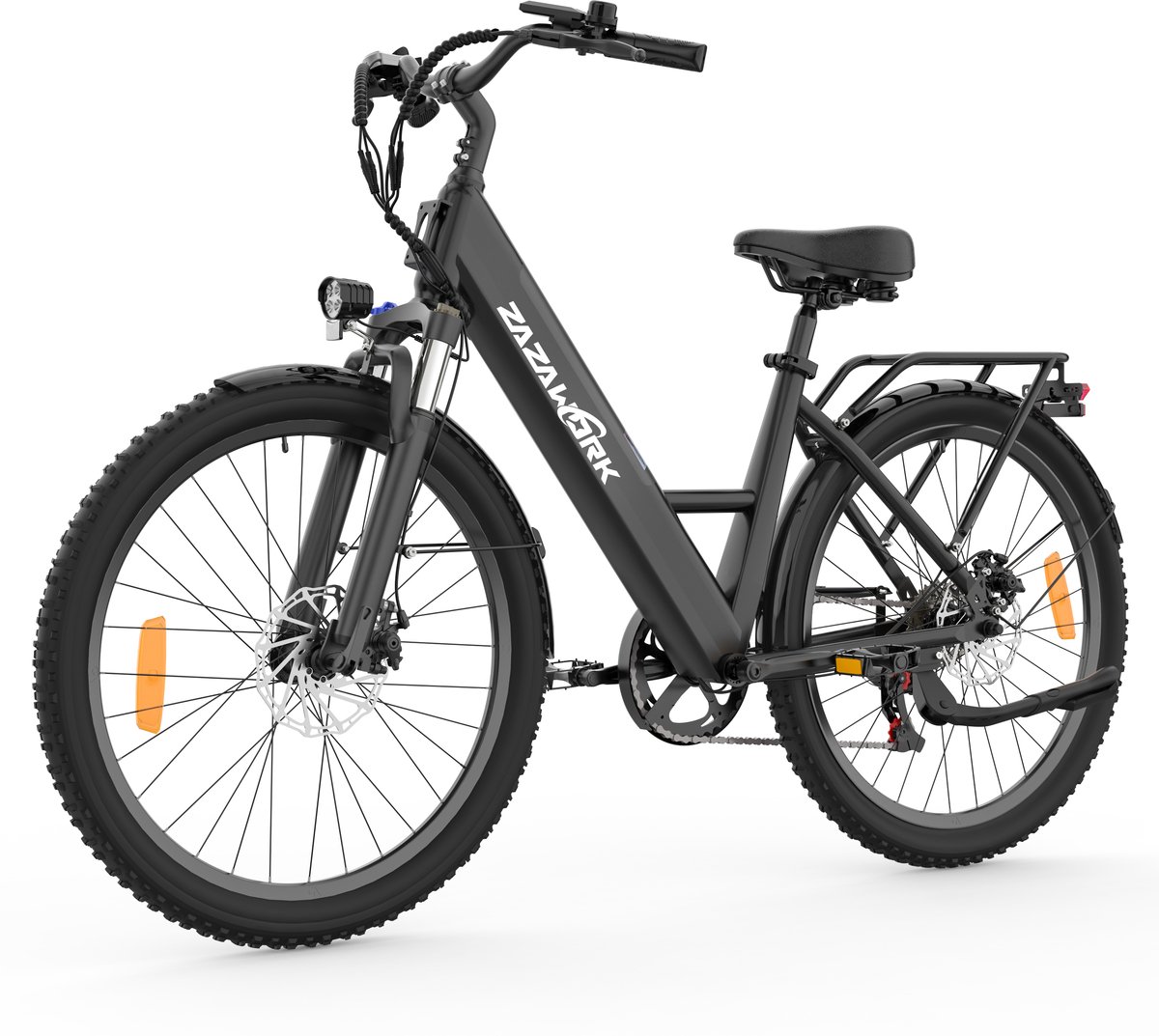 ZAZAWORK C14 Elektrische fiets - Actieradius 70km - Verwijderbare Samsung batterij batterij 36V17.5Ah - Motor 250W Elektrische stadsfiets - Shimano 7 versnellingen - 26 Inch City Commuter EBike - Zwart (8581708246218)