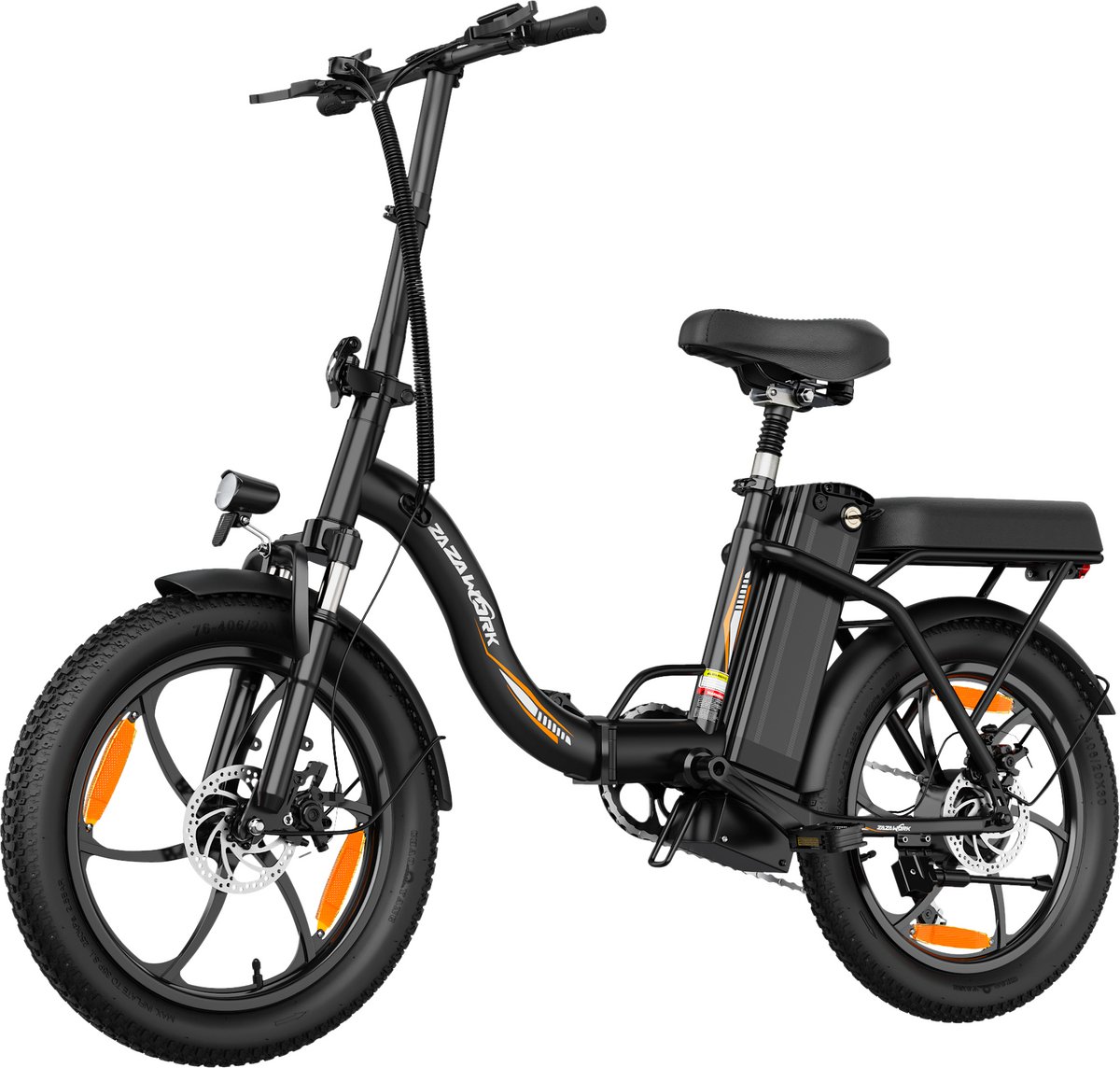 ZAZAWORK C16 Elektrische Fiets - Actieradius tot 50 km - Afneembare 48V 16Ah Batterij - 250W Motor - 7 Versnellingen - 20 Inch Opvouwbare E-Bike - Zwart (8581708246416)