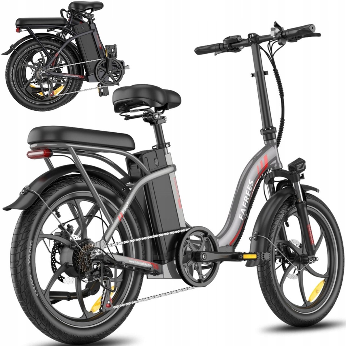 Fafrees F20+ Opvouwbare E-Bike 25km/h 20Ah Accu 250W Motor 90km Bereik Opvouwbare Elektrische Fiets 7 Versnellingen Shimano, 20x3.0 Dikke Banden, Mechanische Schijfremmen, Voorvering, LED Verlichting, Bagagedrager (6978962179956)