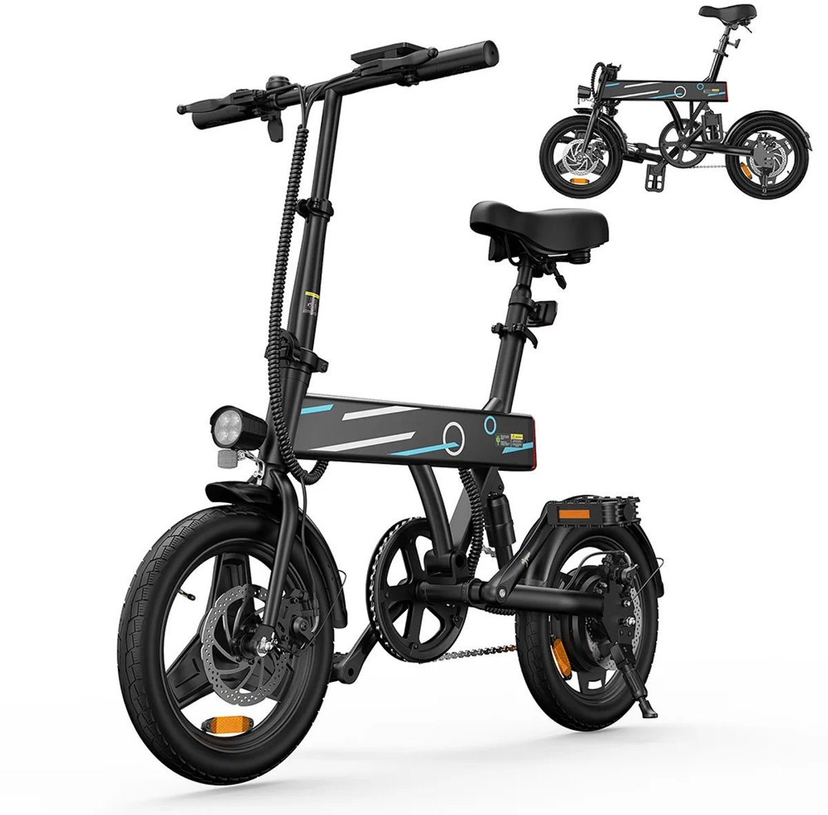 LUMÈ STORE Elektrische Fiets Opvouwbaar - E-bike Volwassenen- Fatbike - Inklapbaar - 36V 7,8Ah - Compact - 14 Inch - 25KM - Zwart (8721551941476)