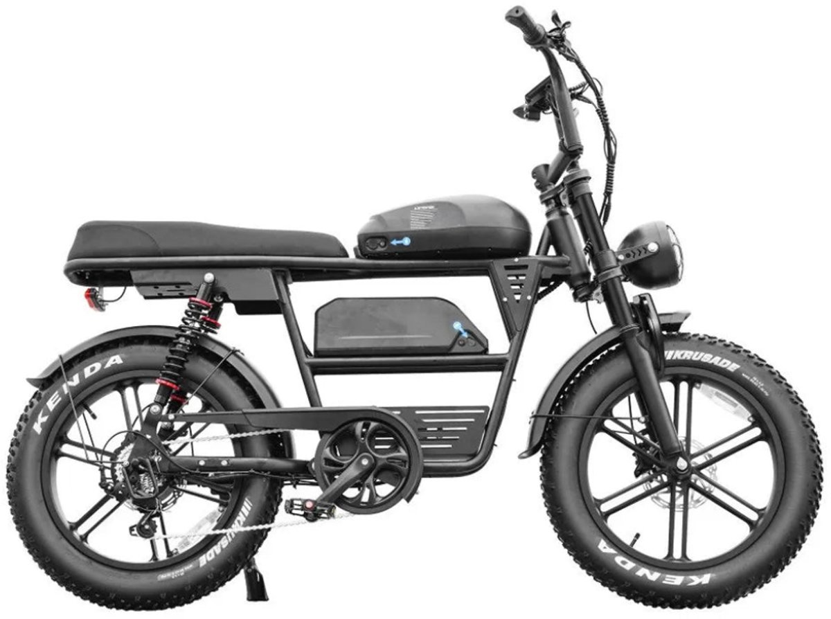 QMWHEEL EB30 Elektrische Fatbike - Dubbele Accu - 20 Inch - 250W Motor - 7 Versnellingen - 120 km Actieradius - Hydraulische Schijfremmen - Zwart (6152308434408)