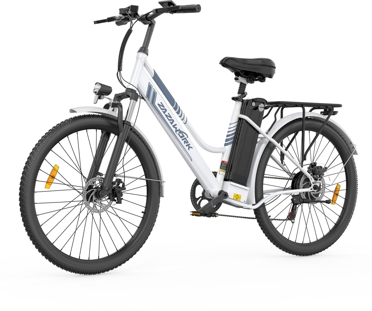 ZAZAWORK C26 PRO Elektrische Stadsfiets 250W Motor - Actieradius 120 km - 26 Inch - Wit (8581708247918)